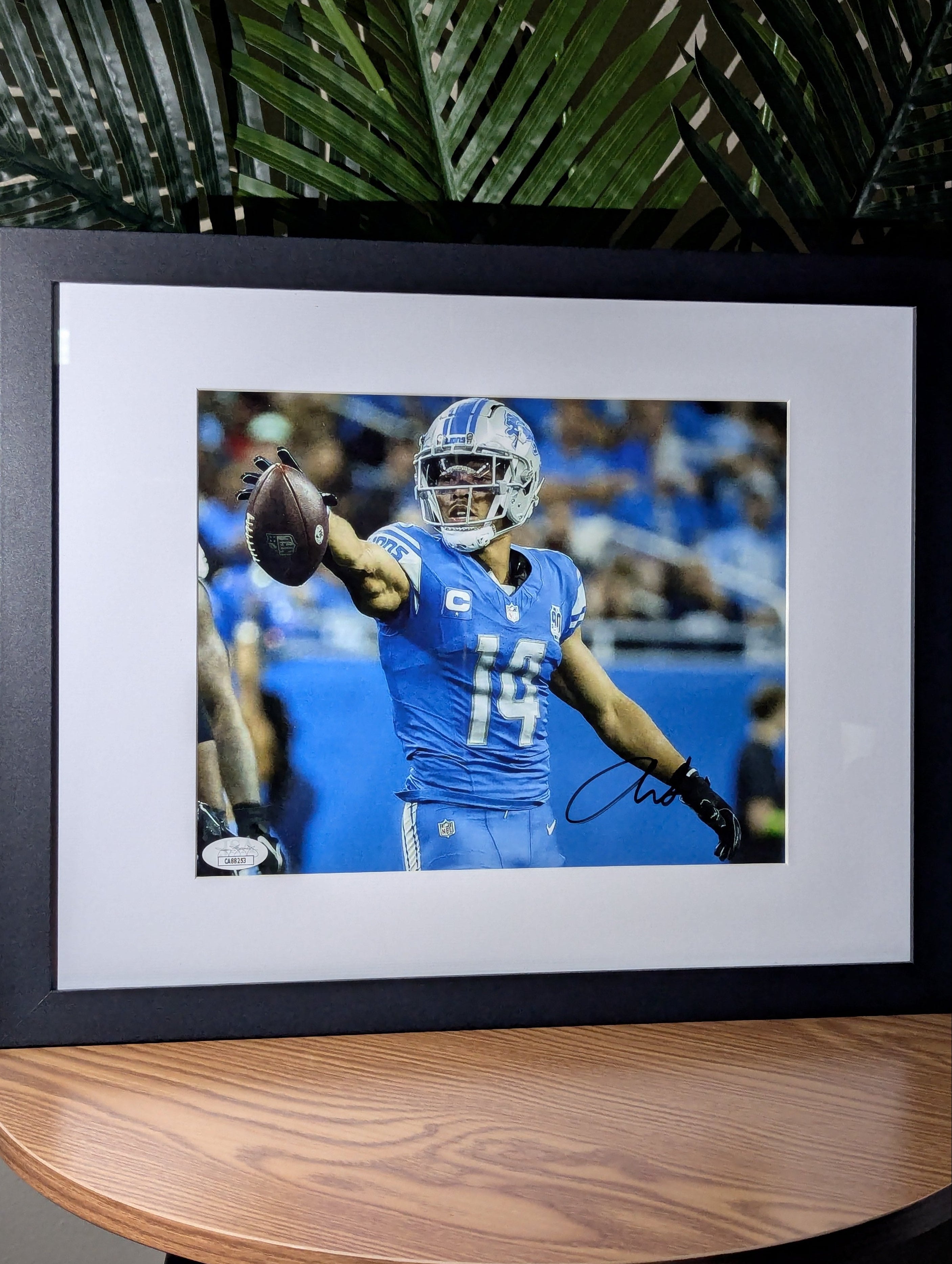 Amon-Ra St. Brown WR blue Detroit Lions jersey 