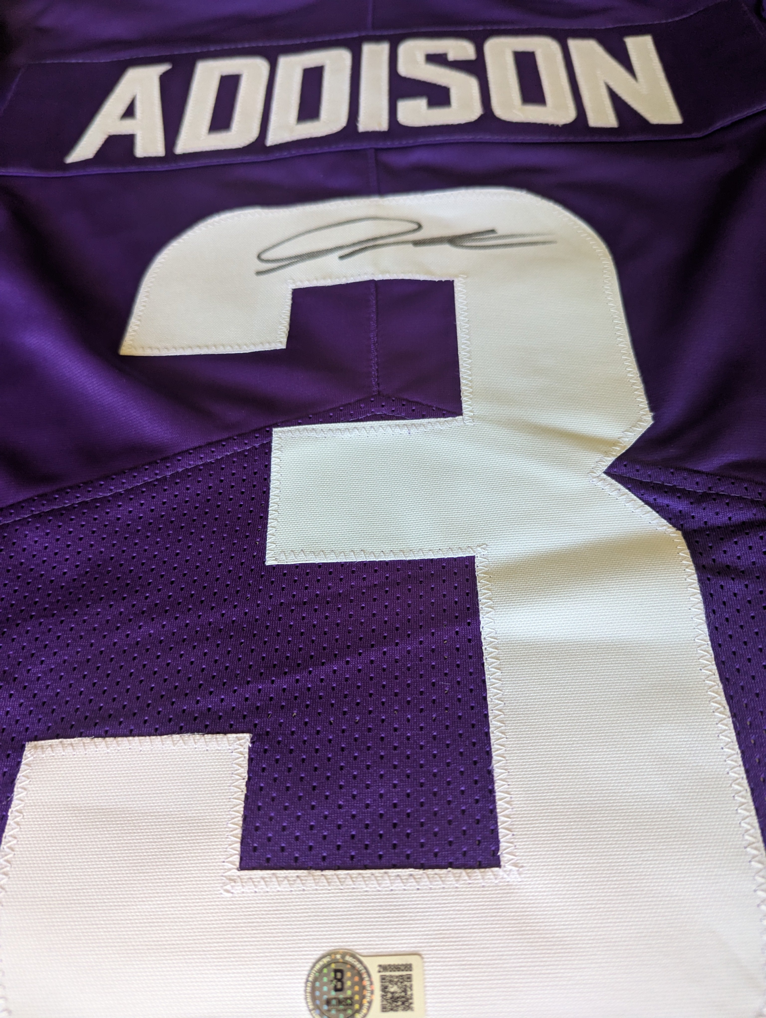 Signed Jordan Addison Custom Jersey (Beckett)