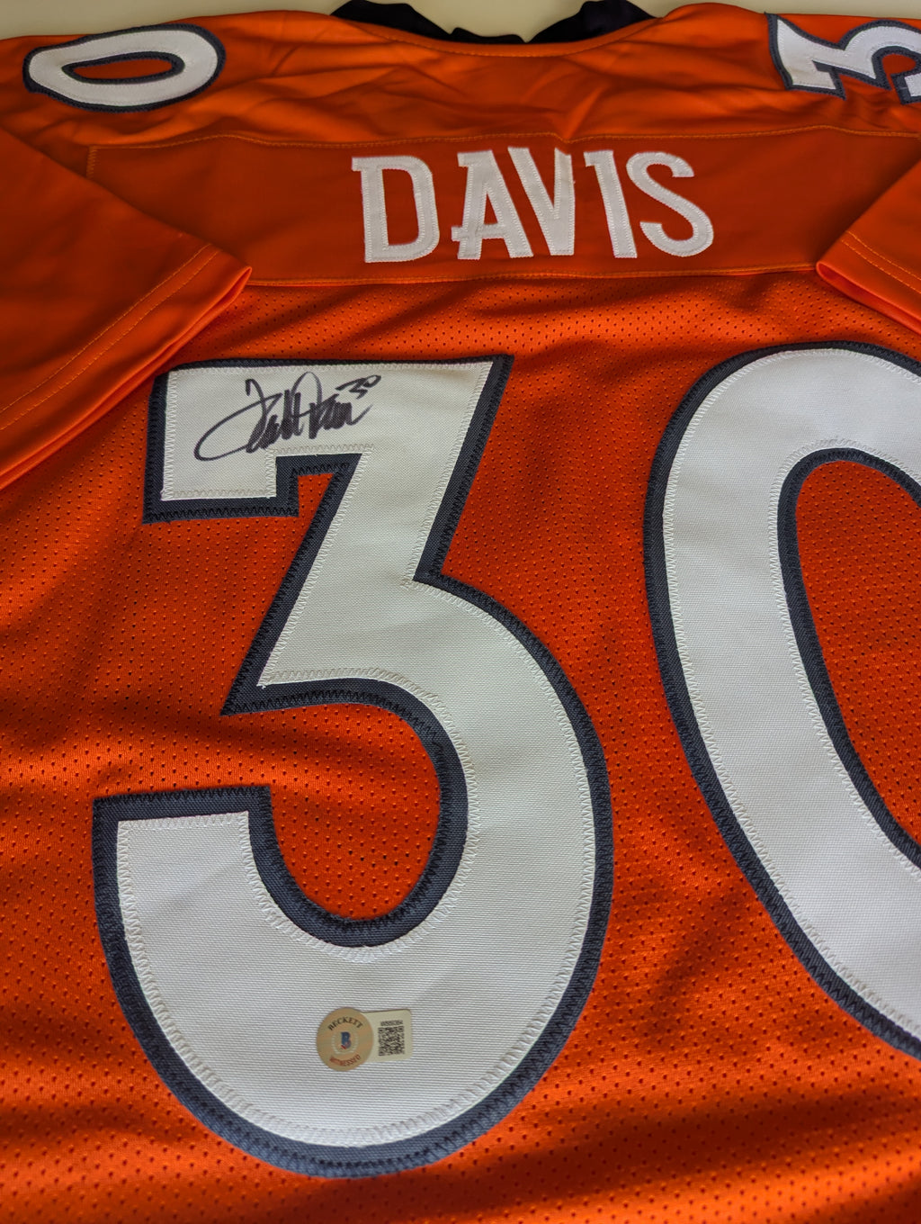 Signed Terrell Davis Custom Jersey (Beckett)
