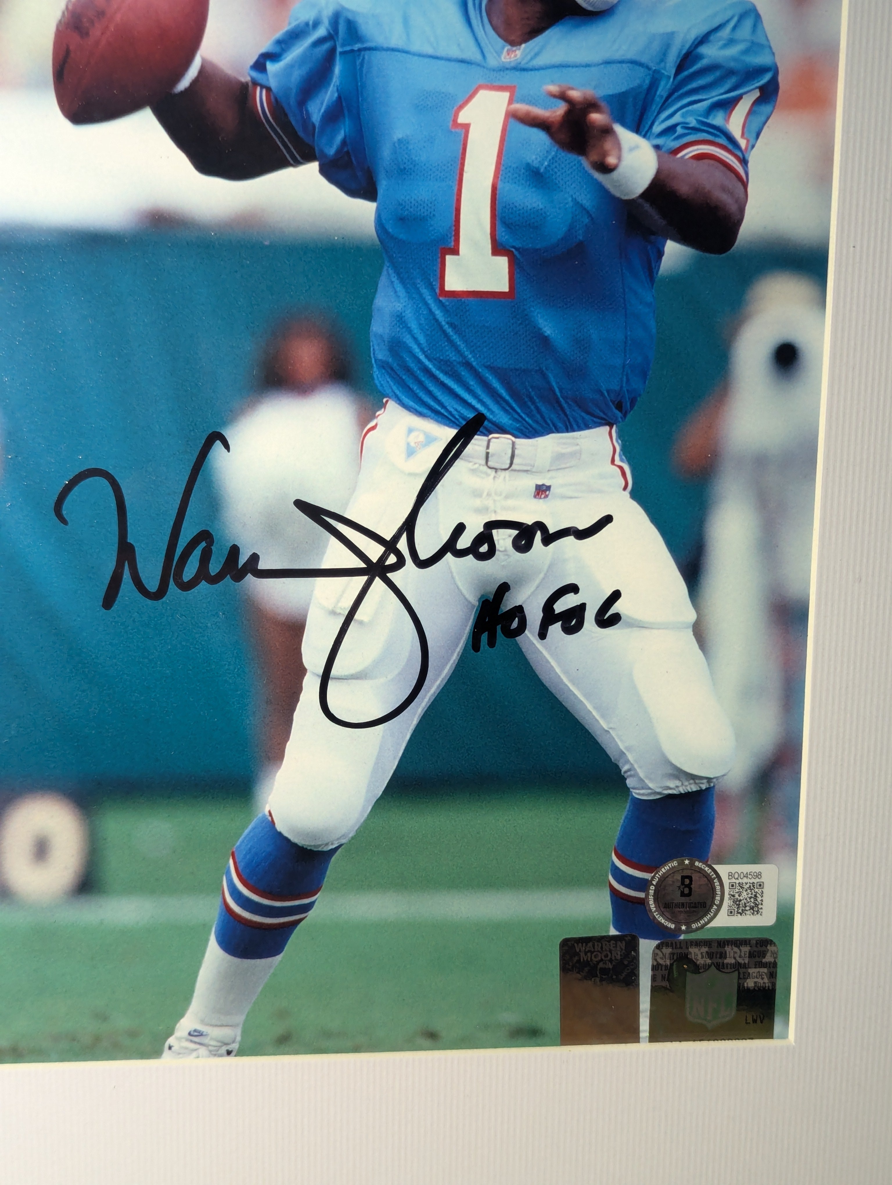 Signed Warren Moon "HOF 06" 8x10 (Beckett)