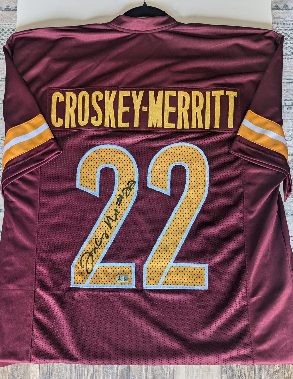 Signed Jacory Croskey-Merritt Custom Jersey (Beckett)