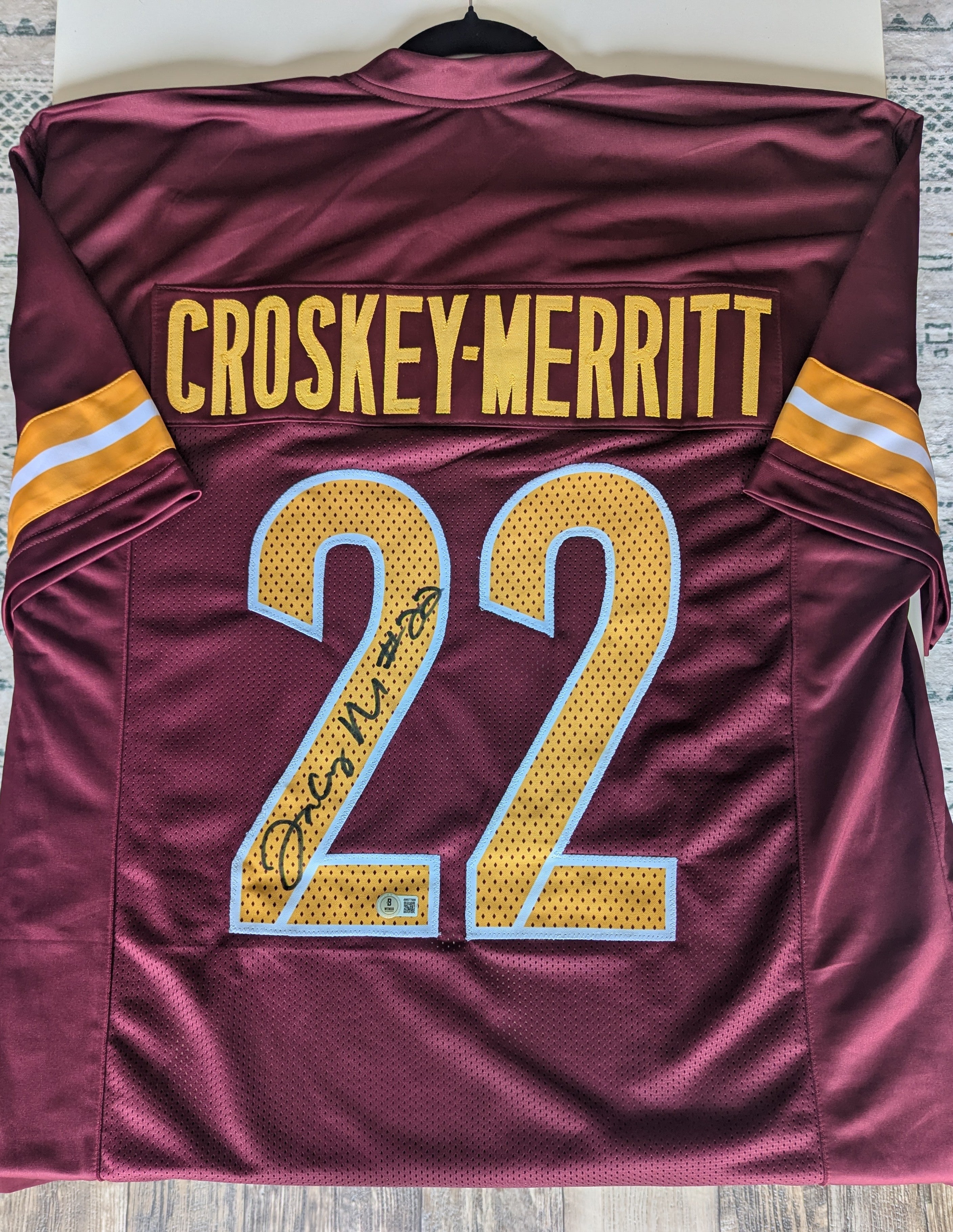 Signed Jacory Croskey-Merritt Custom Jersey (Beckett)