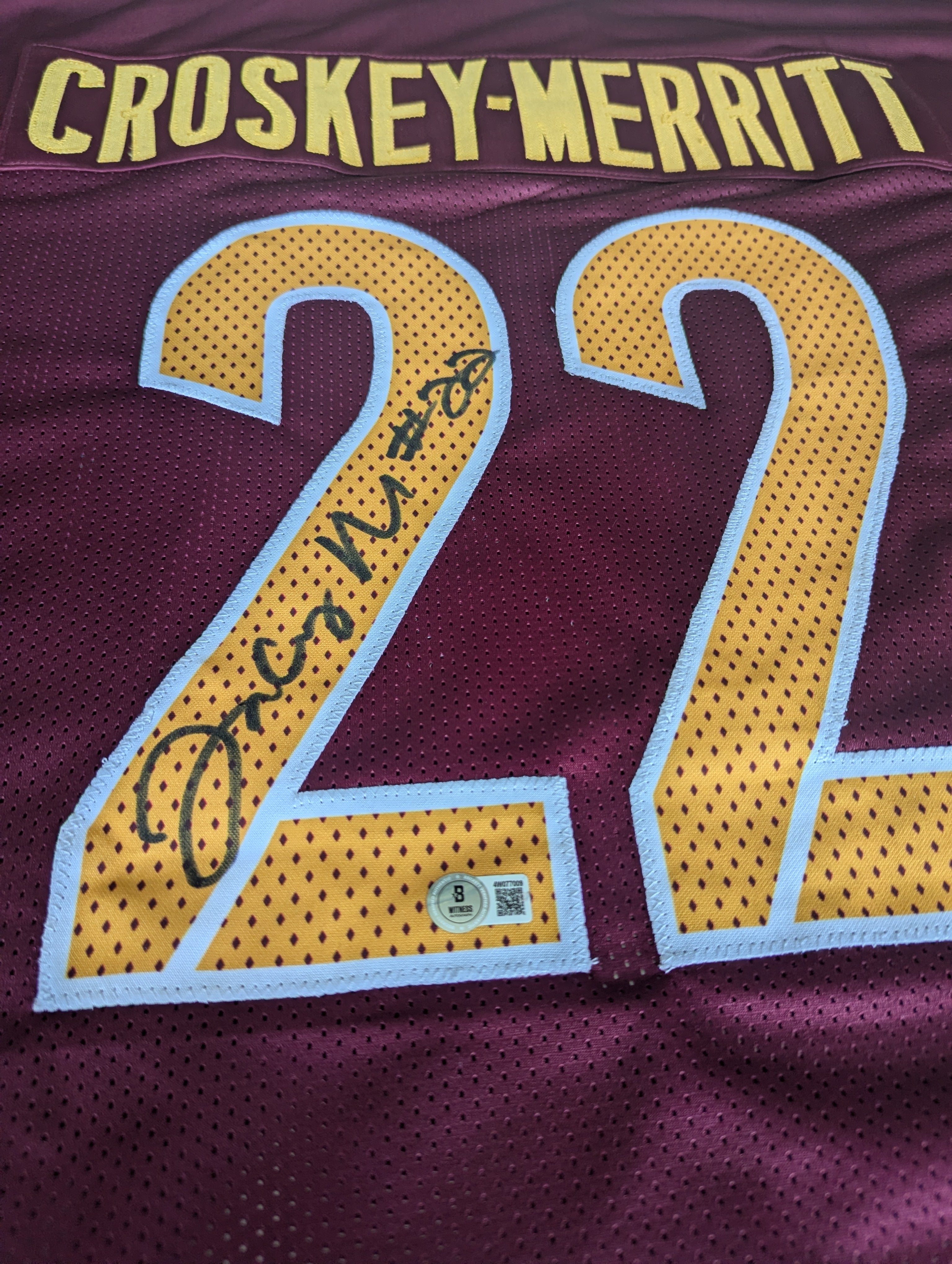 Signed Jacory Croskey-Merritt Custom Jersey (Beckett)