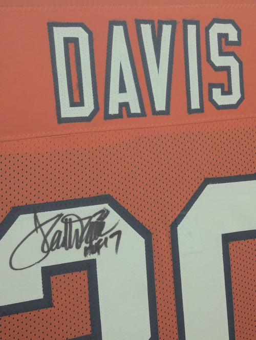 Framed Signed Terrell Davis Jersey 43"x35", "HOF 17" (Beckett)