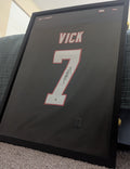 Framed Signed Mike Vick Custom Jersey in Display Case (Beckett)