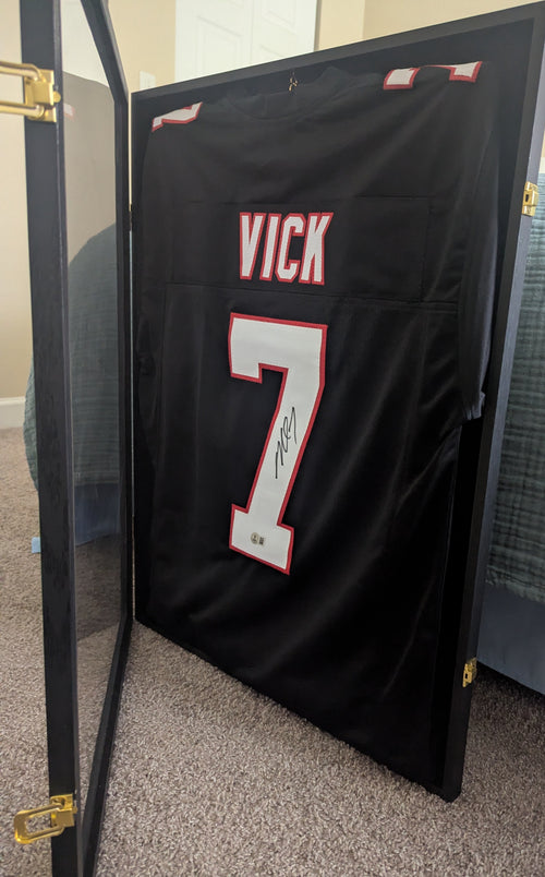 Framed Signed Mike Vick Custom Jersey in Display Case (Beckett)