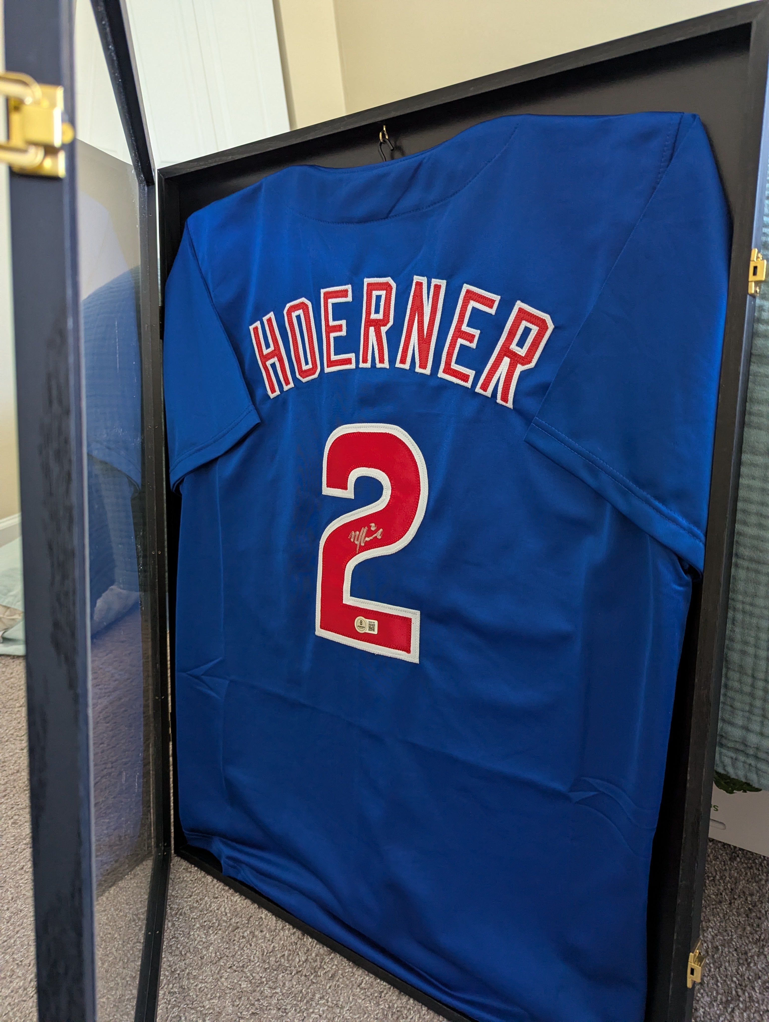 Framed Signed Nico Hoerner Custom Jersey (Beckett)