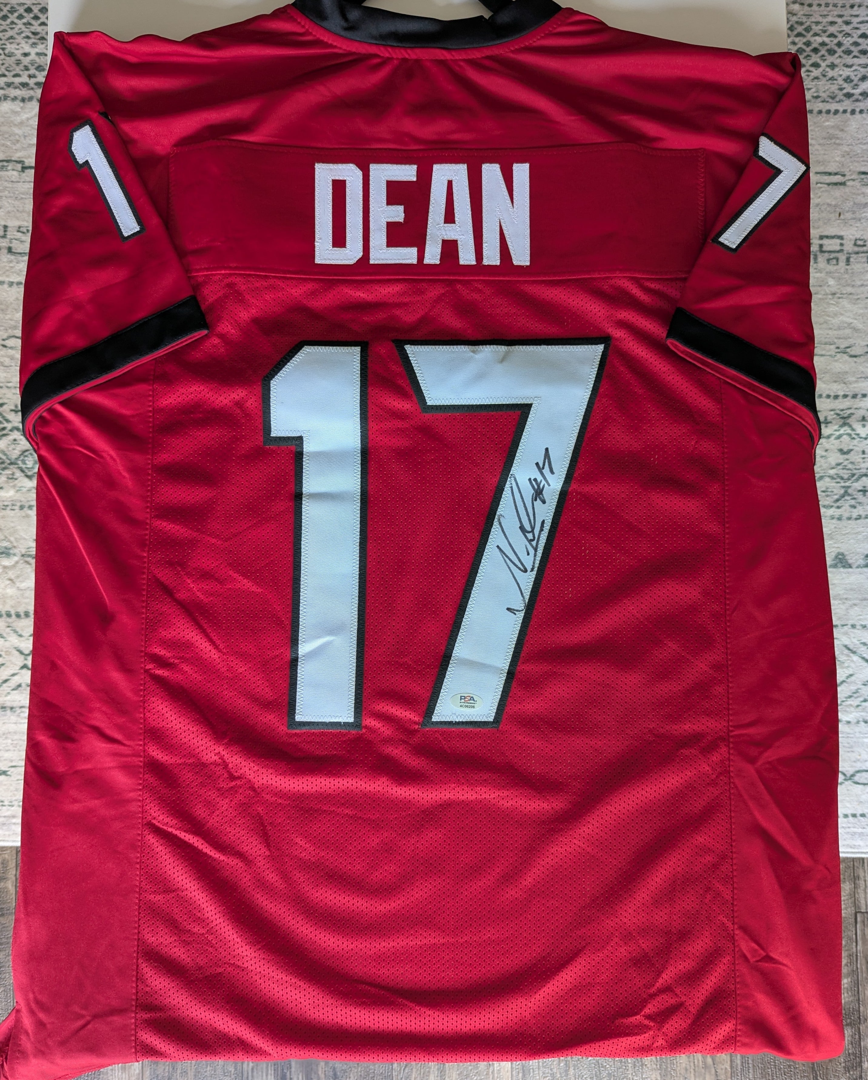 Signed Nakobe Dean Custom Jersey (PSA)