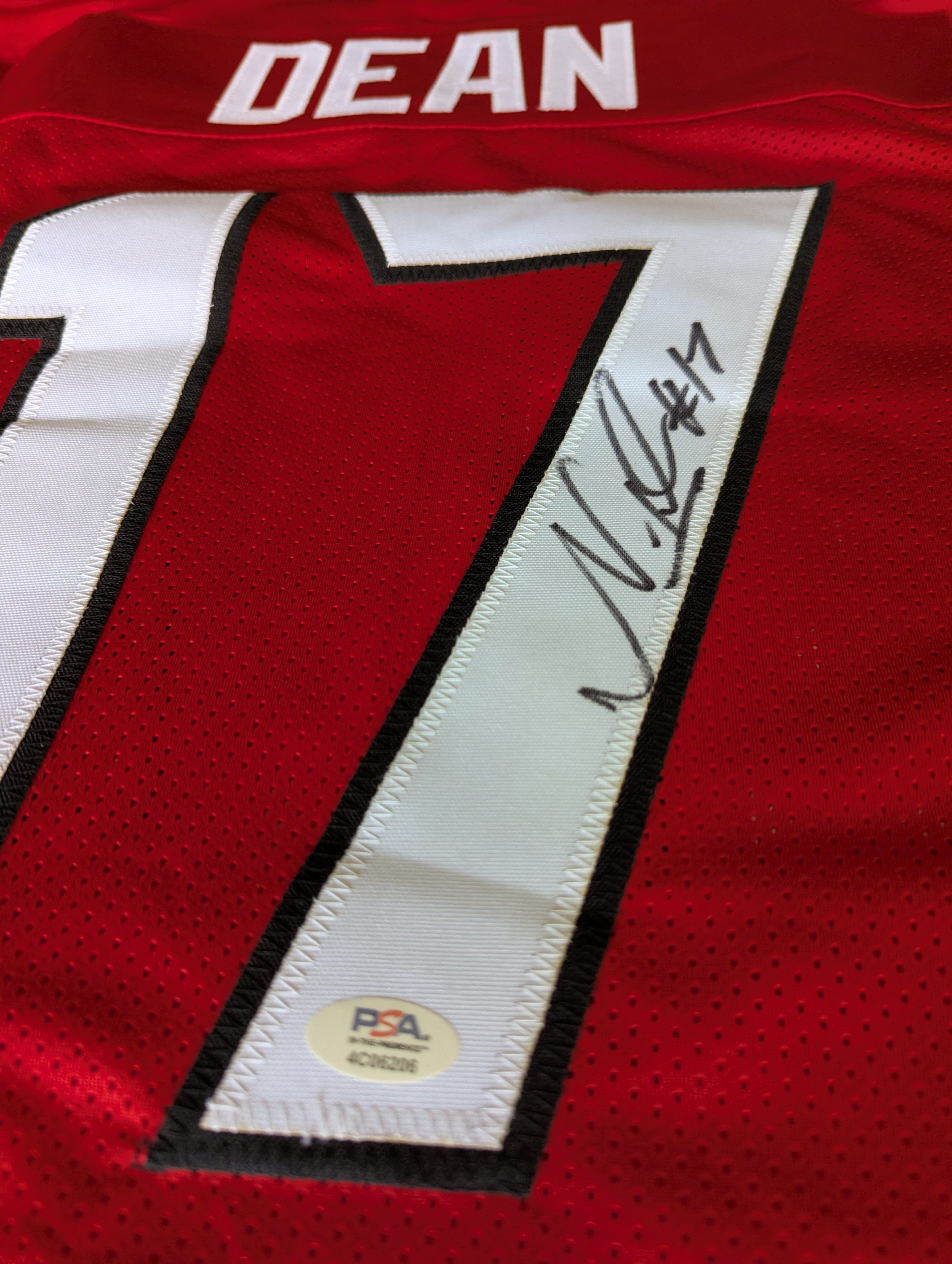 Signed Nakobe Dean Custom Jersey (PSA)