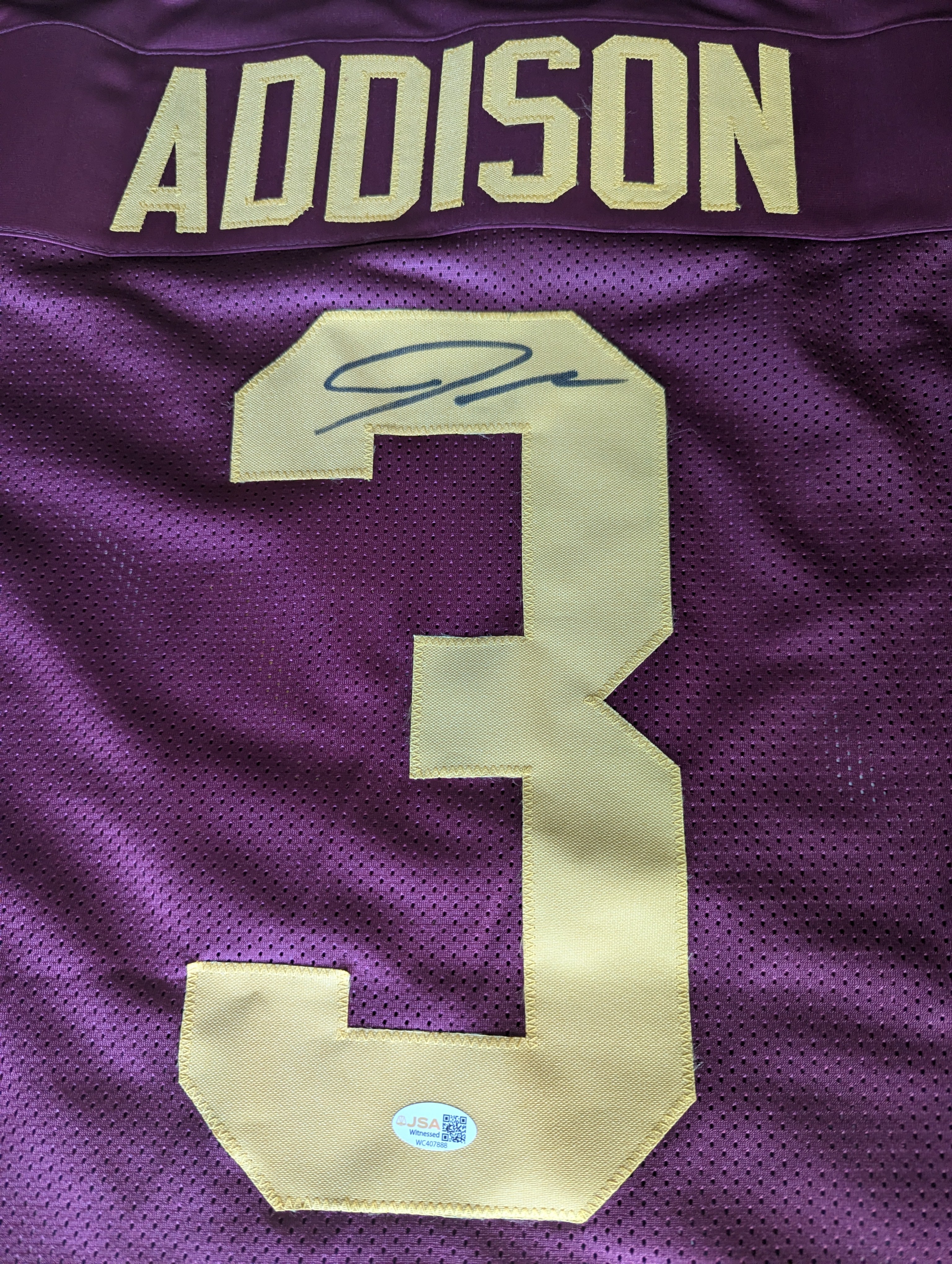 Signed Jordan Addison Custom Jersey (JSA)