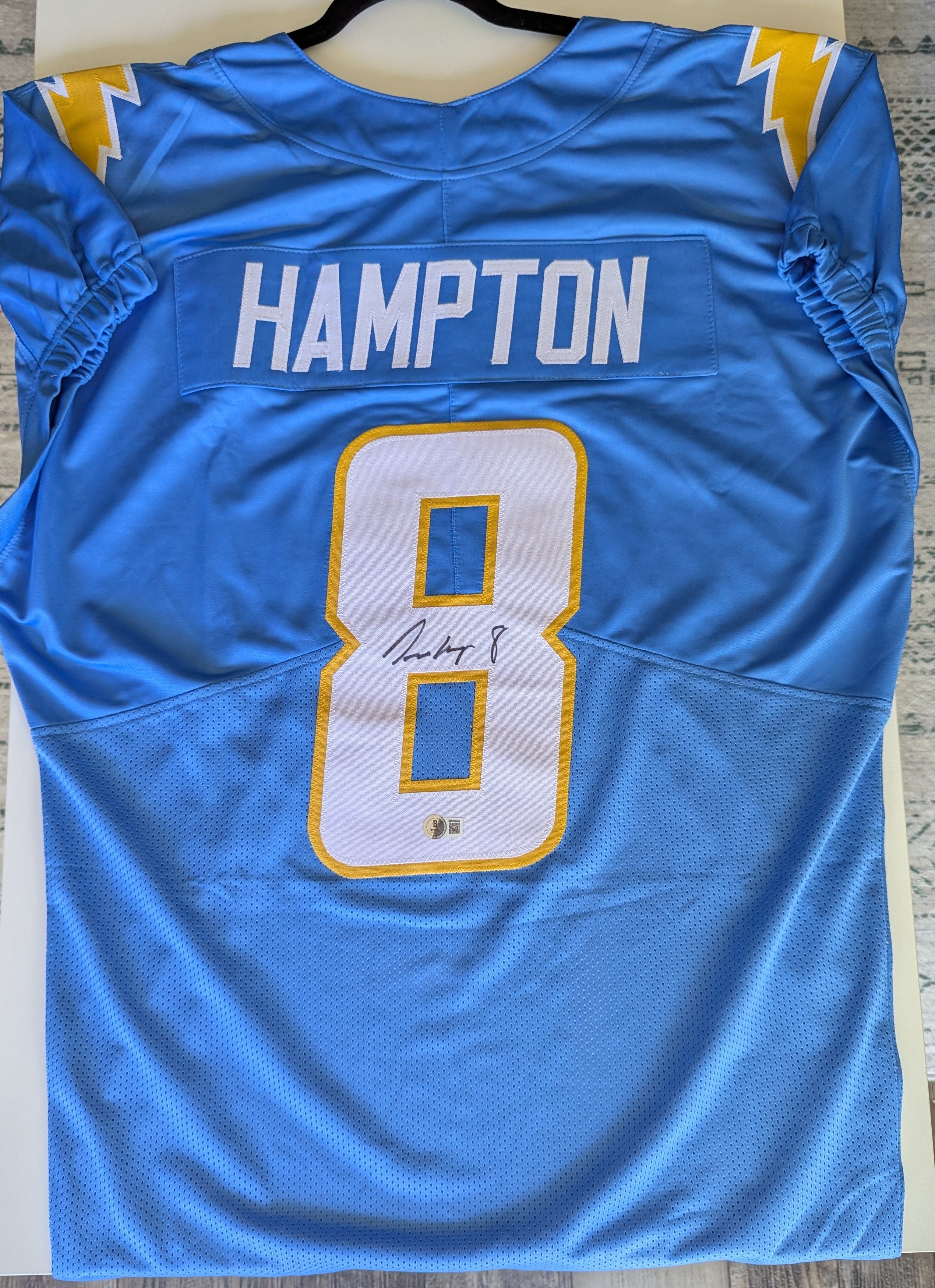 Signed Omarion Hampton Custom Jersey (Beckett)