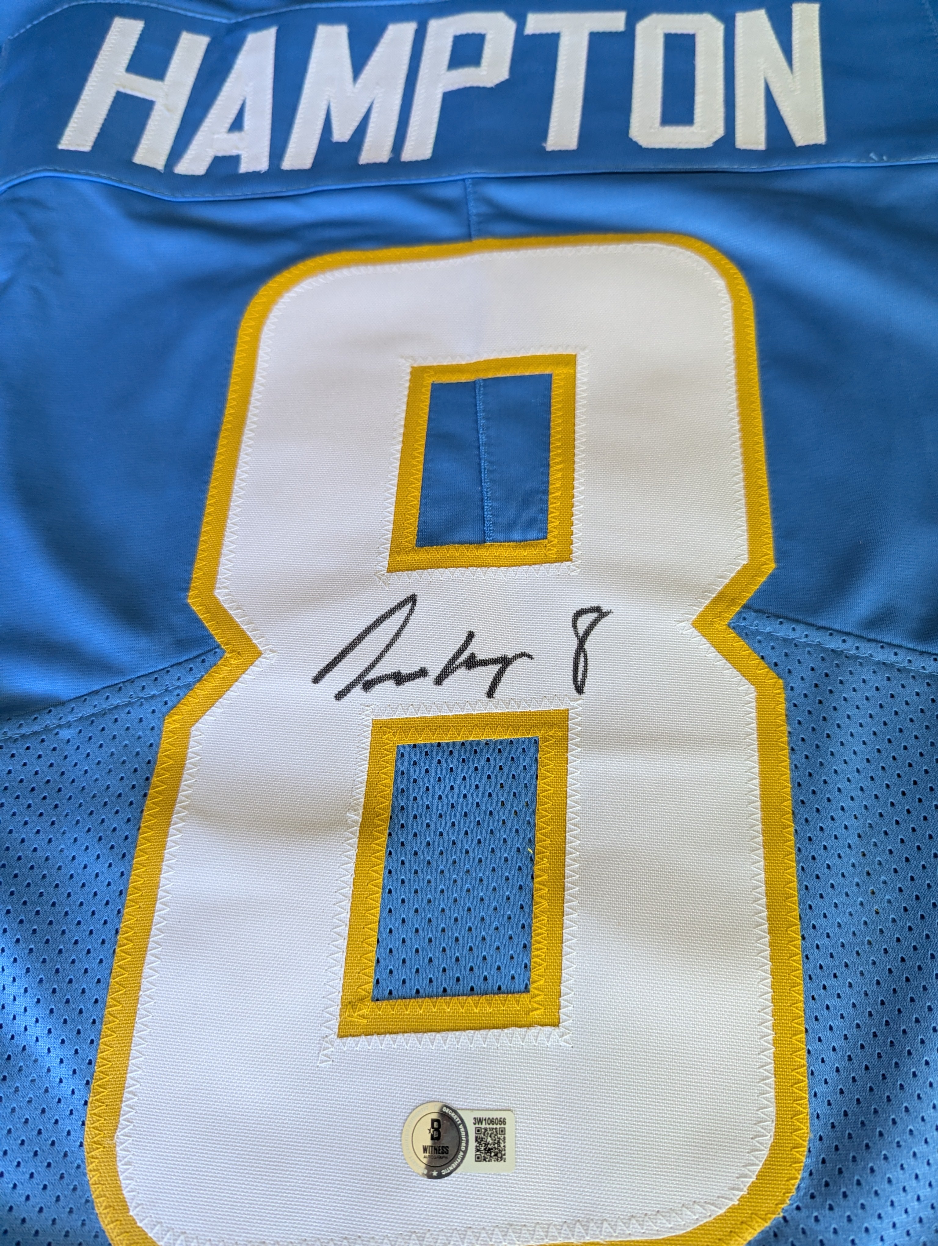 Signed Omarion Hampton Custom Jersey (Beckett)