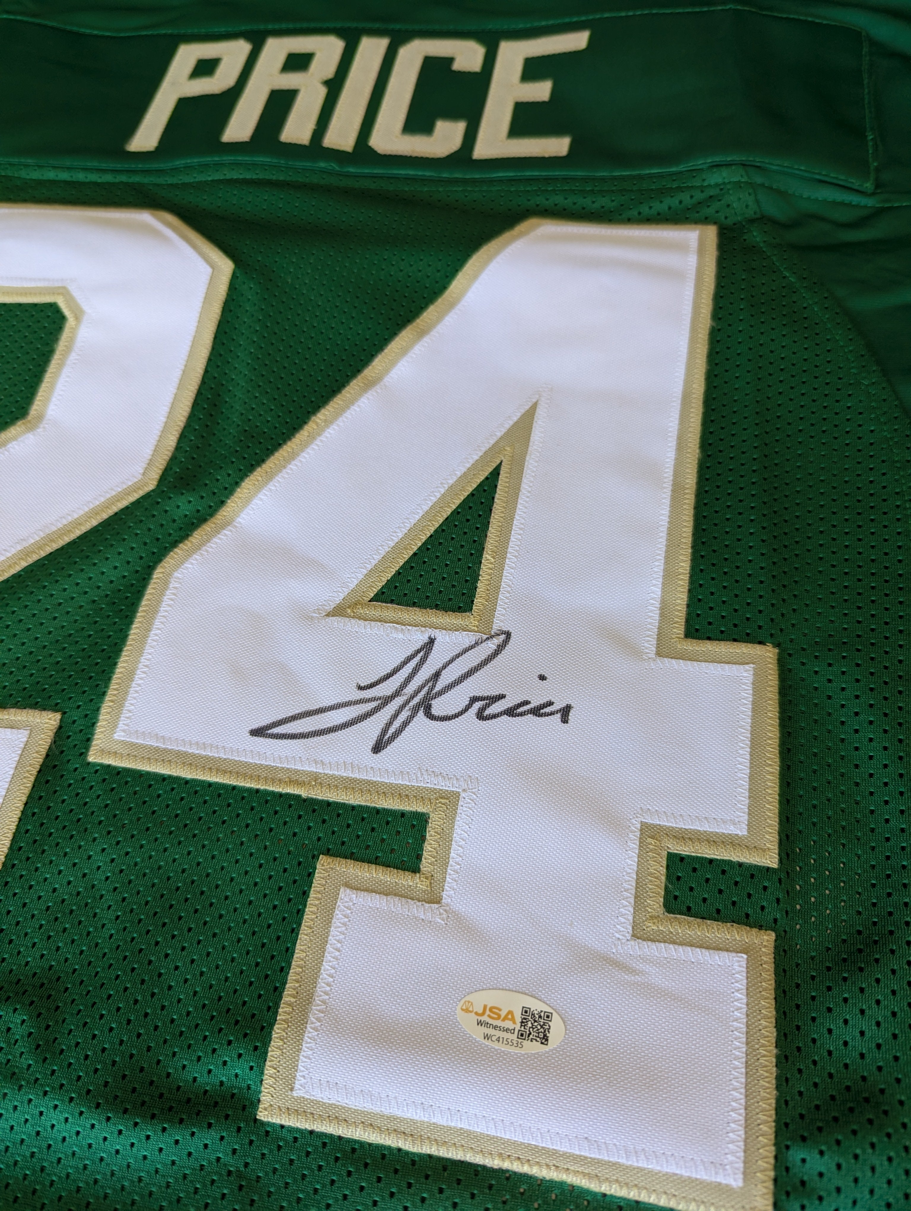 Signed Jadarian Price Custom Jersey (JSA)